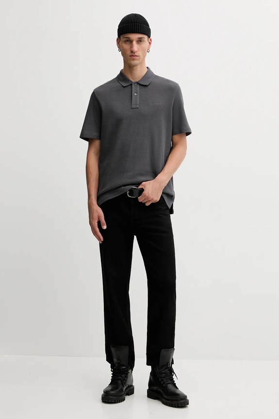 Βαμβακερό μπλουζάκι πόλο Tommy Jeans DM0DM22415 γκρί AW25