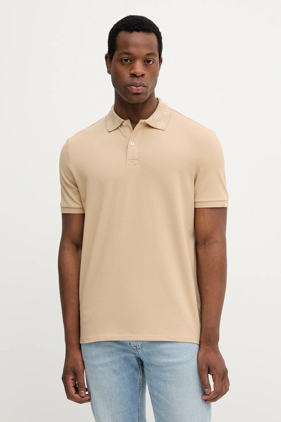 Guess polo bawełniane bawełna beżowy M5YP34.KCJV1