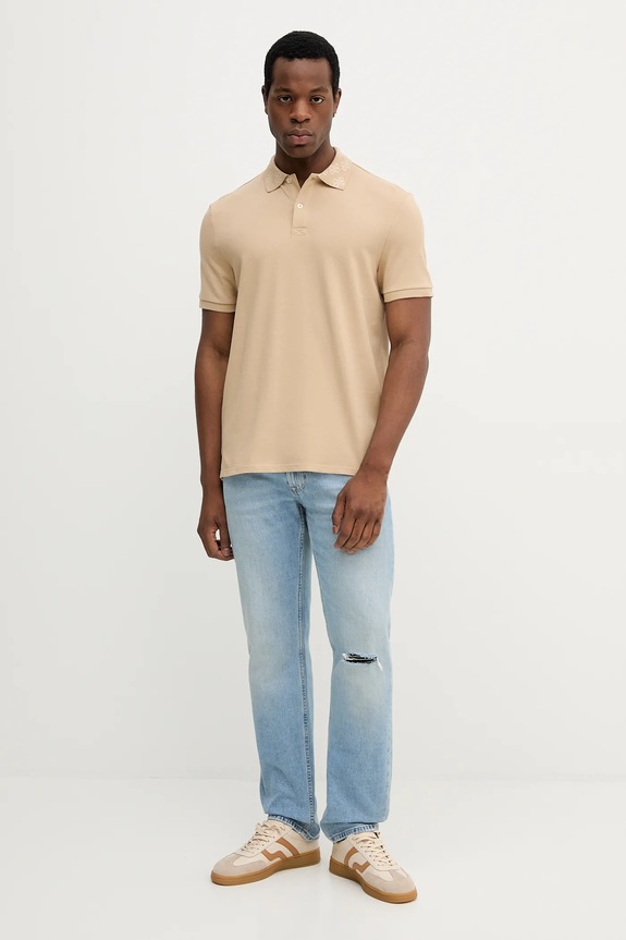 Guess polo bawełniane M5YP34.KCJV1 beżowy AW25