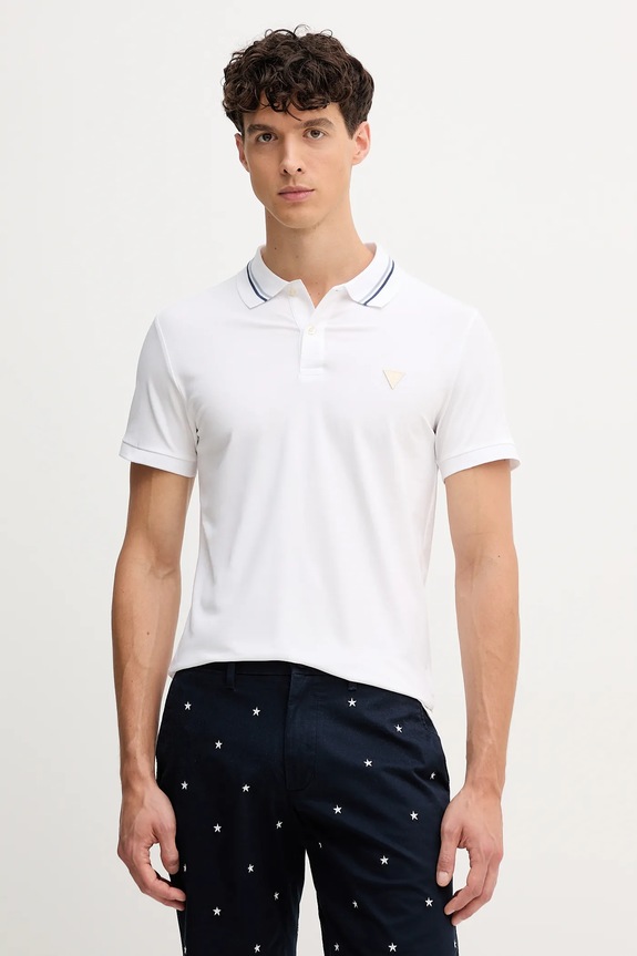 Guess tricou polo NOLAN slim alb M5YP66.J1314