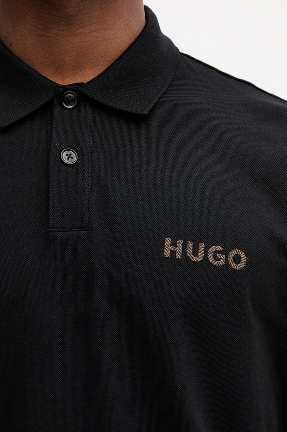 Bavlnené polo tričko HUGO Dirlmere 50542830 čierna