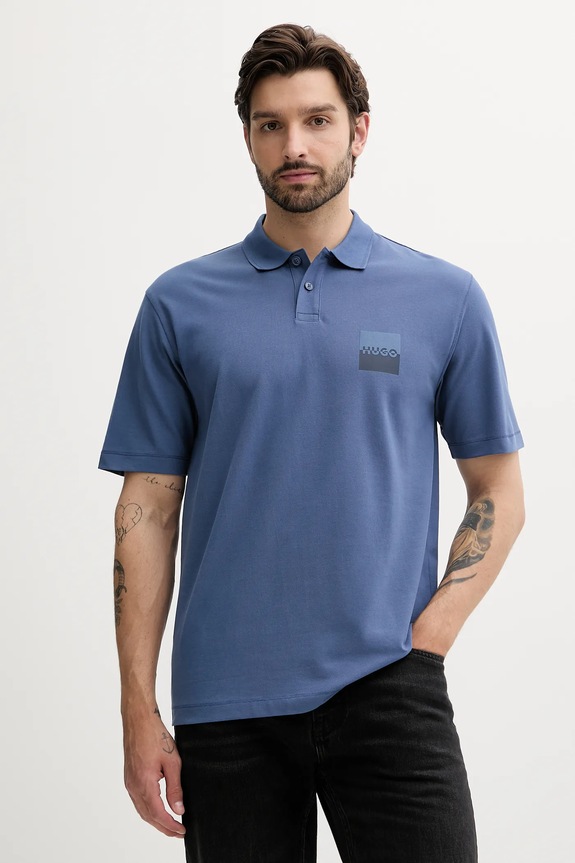 Bavlnené polo tričko HUGO Dusplity relaxed modrá 50542834