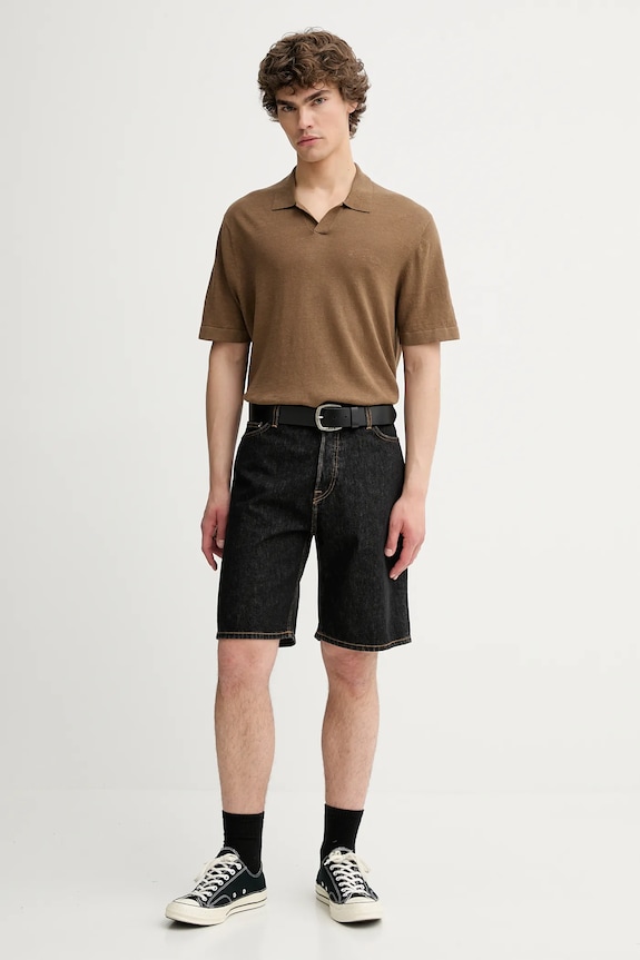 Les Deux polo lniane Emmanuel 1000033 zielony AW25