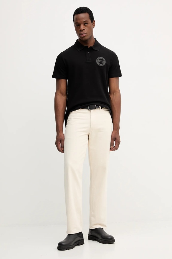 Bavlnené polo tričko Versace Jeans Couture 79GAGT06.CJ01T čierna AW25