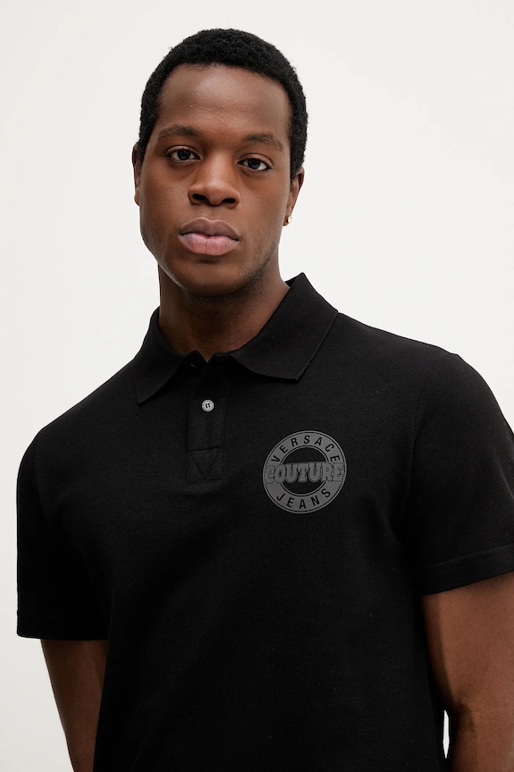 Bavlnené polo tričko Versace Jeans Couture čierna 79GAGT06.CJ01T