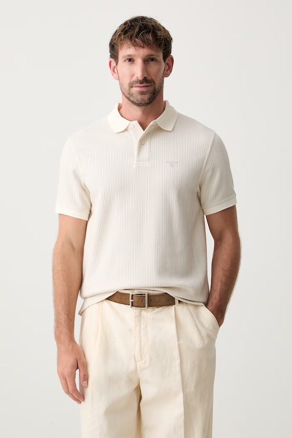 Barbour polo męskie z bawełną Harworth beżowy MML1485