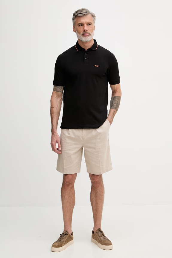 Armani Exchange polo tričko pánske s bavlnou XM001289.AF10363 čierna SS26