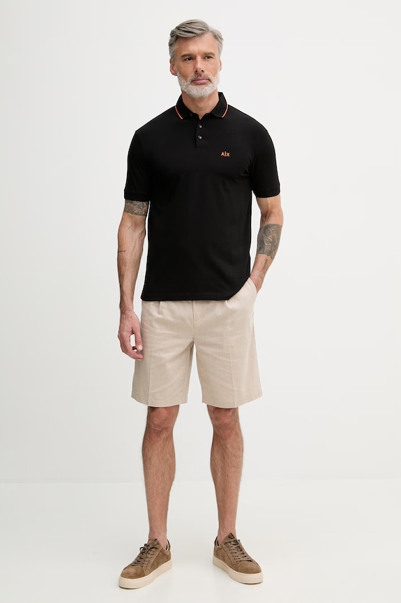 Armani Exchange polo tričko pánske s bavlnou XM001289.AF10363 čierna SS26