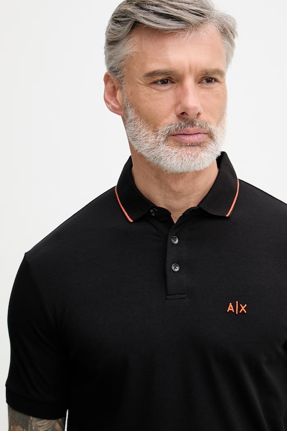 Armani Exchange polo tričko pánske s bavlnou čierna XM001289.AF10363