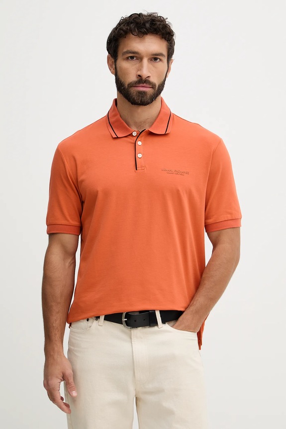 Armani Exchange polo bărbați cu bumbac regular portocaliu XM001557.AF10363