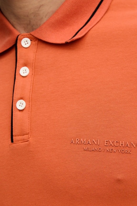 Armani Exchange polo bărbați cu bumbac XM001557.AF10363 portocaliu