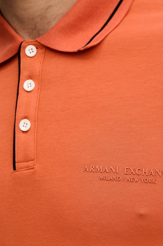 Armani Exchange polo bărbați cu bumbac XM001557.AF10363 portocaliu