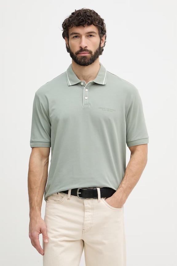 Armani Exchange polo tričko pánske s bavlnou zelená XM001557.AF10363