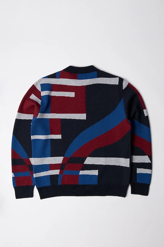 Sveter s prímesou vlny by Parra Vertical forest knitted polo 54240 modrá AW25