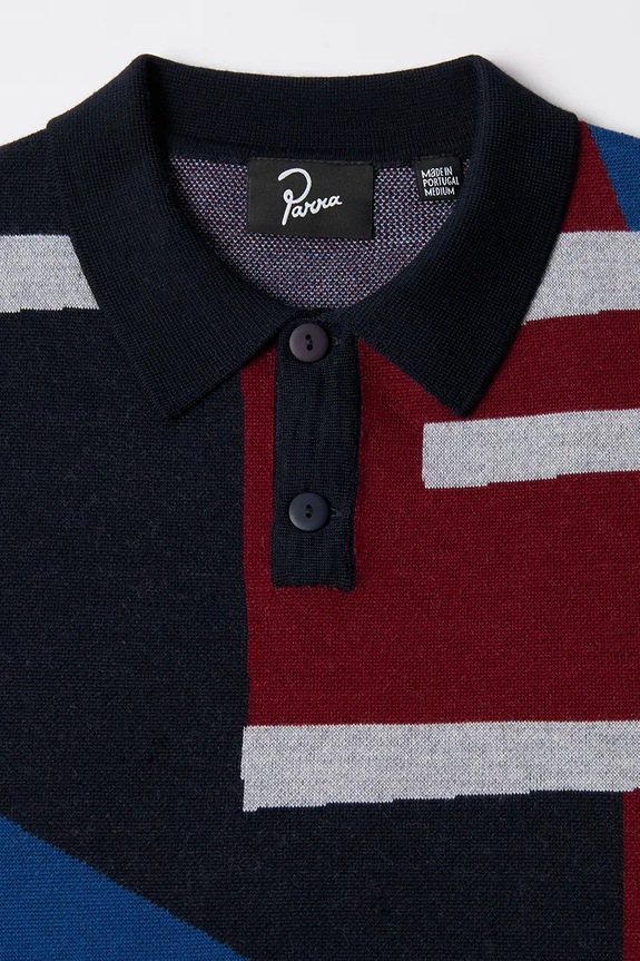 Sveter s prímesou vlny by Parra Vertical forest knitted polo modrá 54240