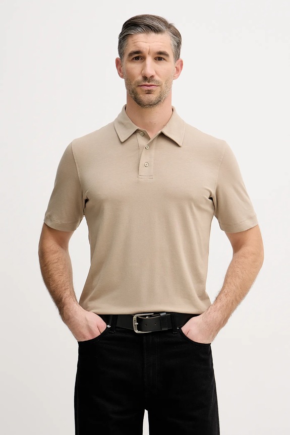 Sisley tricou polo regular bej 3ZDES300X