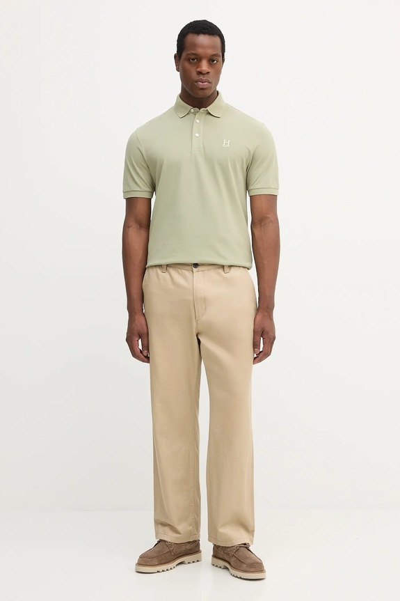 Bavlnené polo tričko Hackett London HM5600001 zelená AW25