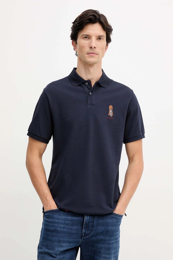 Bavlnené polo tričko Hackett London nášivka tmavomodrá HM5600028