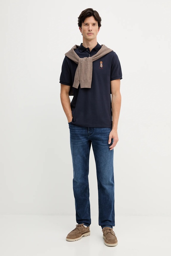 Bavlnené polo tričko Hackett London HM5600028 tmavomodrá AW25