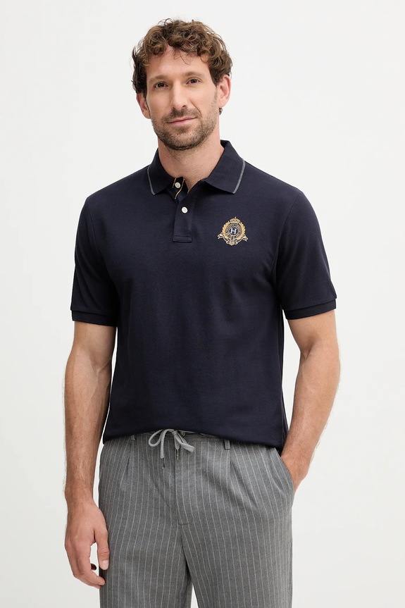 Bavlnené polo tričko Hackett London nášivka tmavomodrá HM5600031