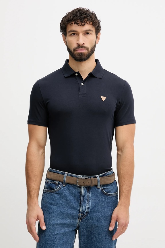 Guess polo NOLAN aplikacja granatowy M5BP66.J1314