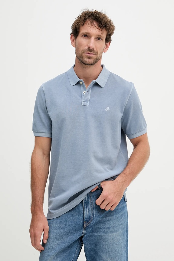 Bavlněné polo tričko Marc O'Polo hladký modrá 526226653000