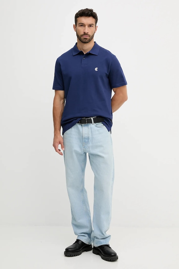 Хлопковое поло Just Cavalli 79OAGT06.CJ506 тёмно-синий AW25