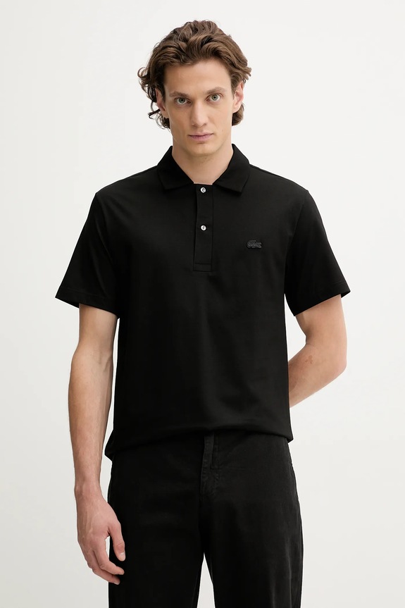 Lacoste polo din bumbac pentru bărbați uni negru DH5928