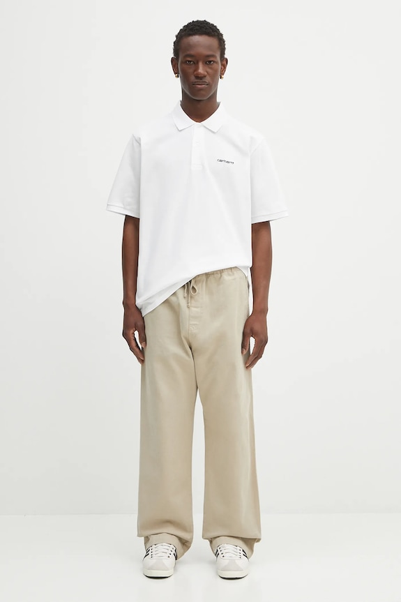 Carhartt WIP cotton polo shirt S/S Carhartt Script I035231.00AXX white