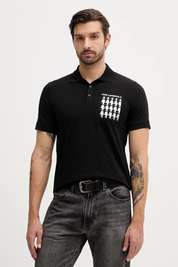 Polo tričko Karl Lagerfeld potlač čierna 554235.745400