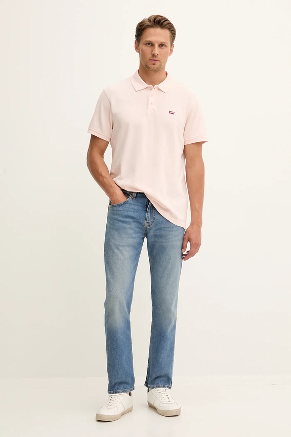 Βαμβακερό μπλουζάκι πόλο Levi's 35883.0154 ροζ AW25