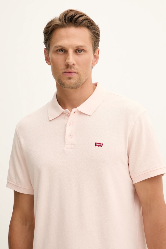 Βαμβακερό μπλουζάκι πόλο Levi's ροζ 35883.0154