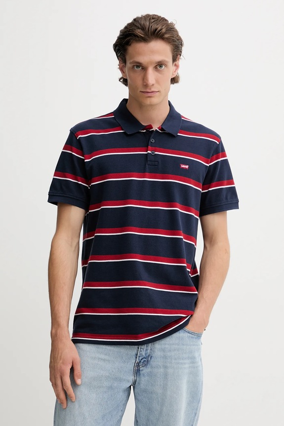Pamučna polo majica Levi's regular mornarsko plava 35883.0326