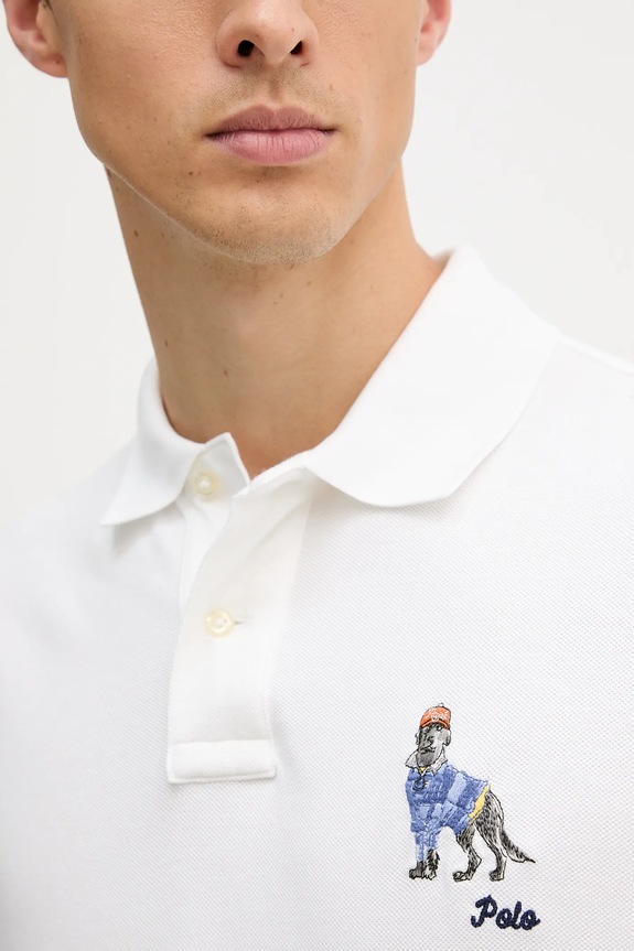 Βαμβακερό μπλουζάκι πόλο Polo Ralph Lauren 710P00095 λευκό
