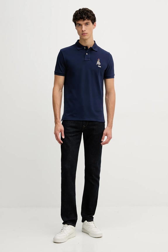 Βαμβακερό μπλουζάκι πόλο Polo Ralph Lauren 710P00095 σκούρο μπλε AW25