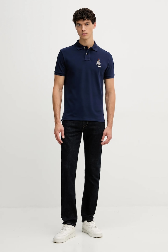 Βαμβακερό μπλουζάκι πόλο Polo Ralph Lauren 710P00095 σκούρο μπλε AW25