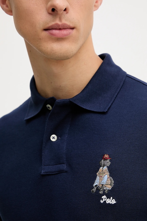Βαμβακερό μπλουζάκι πόλο Polo Ralph Lauren 710P00095 σκούρο μπλε