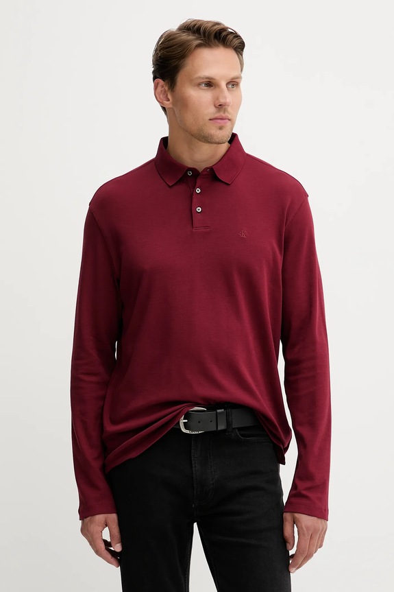Calvin Klein pamut hosszúujjú gombolós burgundia LV040EM909