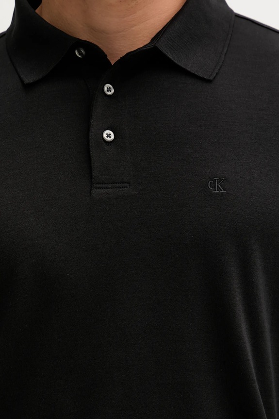 Βαμβακερή μπλούζα με μακριά μανίκια Calvin Klein LV040EM909 μαύρο