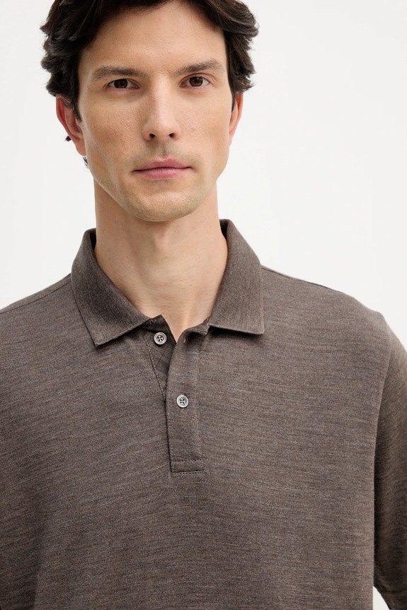 Vlnené polo Paul&Shark Knitwear hnedá 15311170