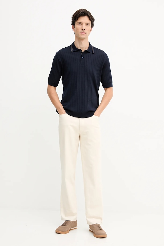 Vlnené polo Paul&Shark Knitwear 15311114 tmavomodrá AW25