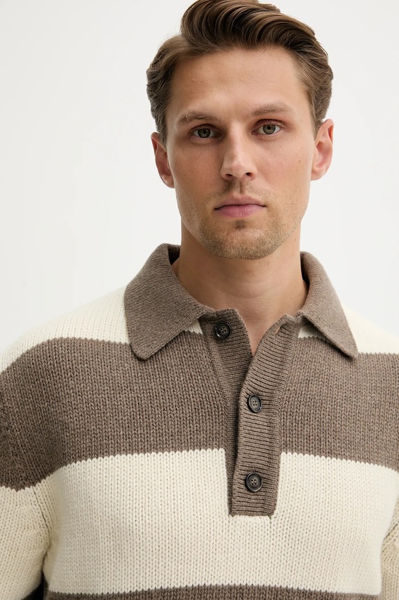Vlnený sveter Paul&Shark Knitwear hnedá 15311162