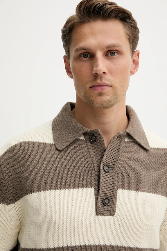 Vlnený sveter Paul&Shark Knitwear hnedá 15311162