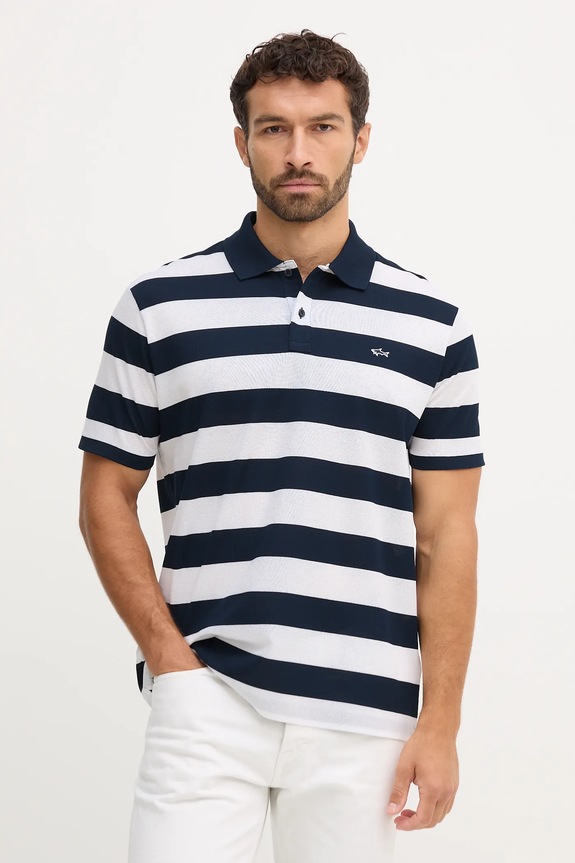 Paul&Shark polo bawełniane Knitwear wzorzyste niebieski 99311002