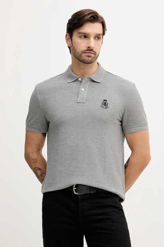 Polo tričko Tommy Hilfiger jednofarebný sivá MW0MW40820