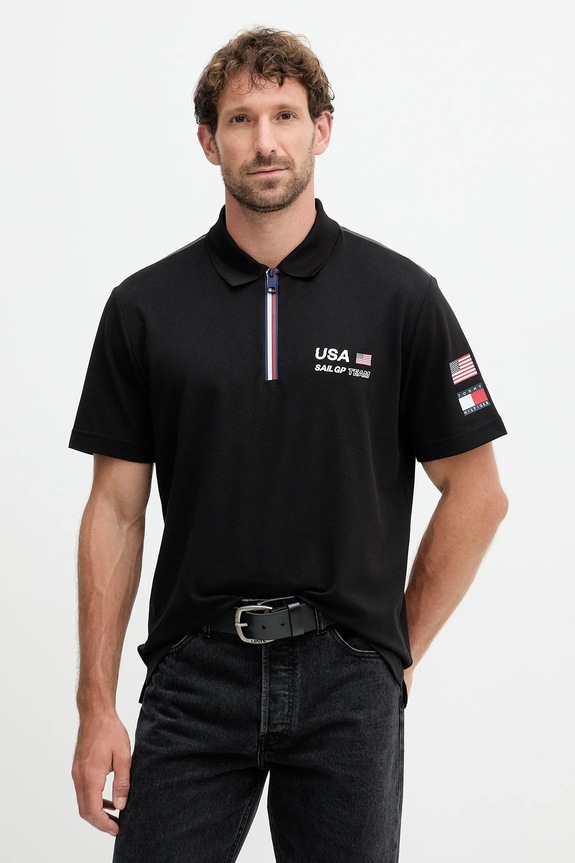 Polo tričko Tommy Hilfiger x SAIL GP nášivka čierna MW0MW41415