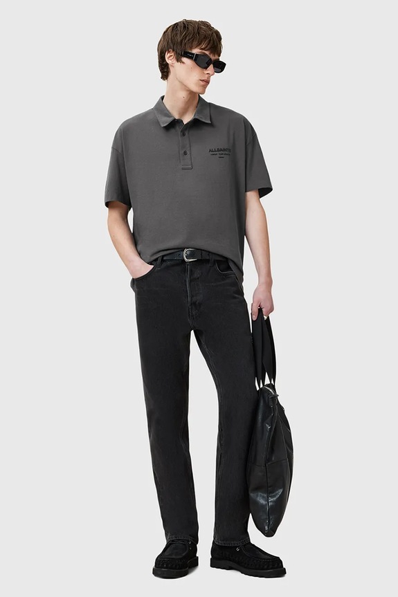 AllSaints polo de bumbac XANDER M071PC gri