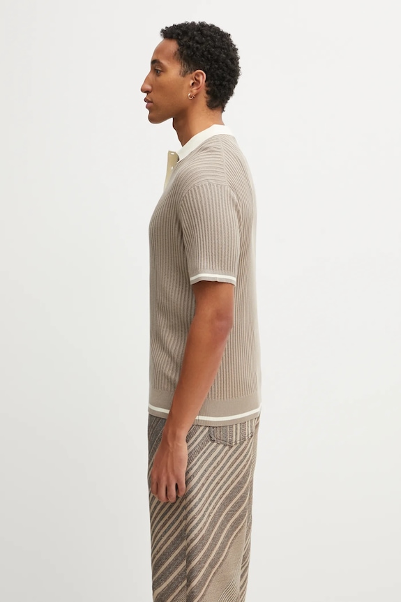 Filling Pieces cotton polo shirt Fine Knit Polo 422570500127 beige AW25