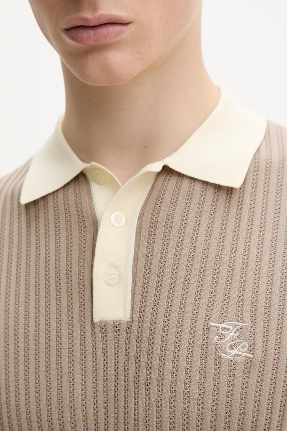 Filling Pieces polo męskie bawełniane Fine Knit Polo 422570500127 beżowy