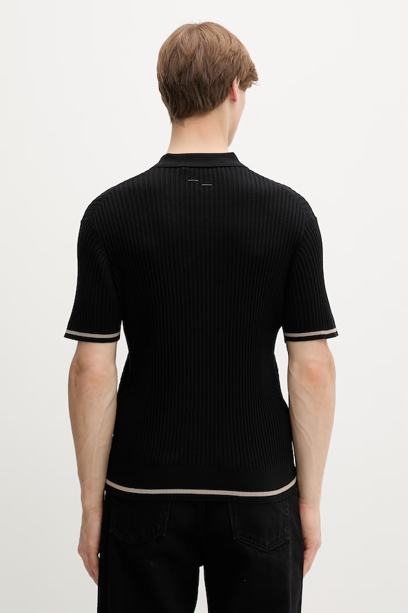 Odzież Filling Pieces polo męskie bawełniane Fine Knit Polo 422570500127 czarny